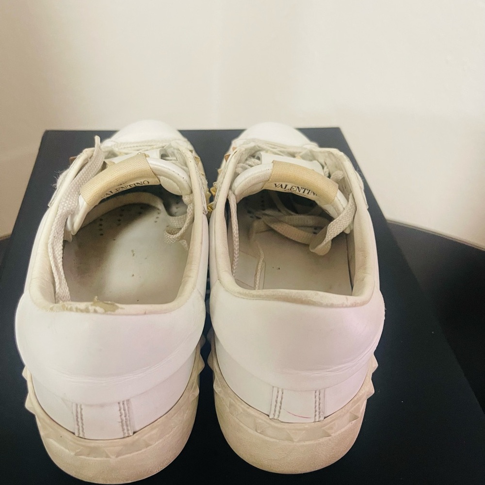 Valentino Garavani White Leather Studded Sneakers - Picture 3 of 10